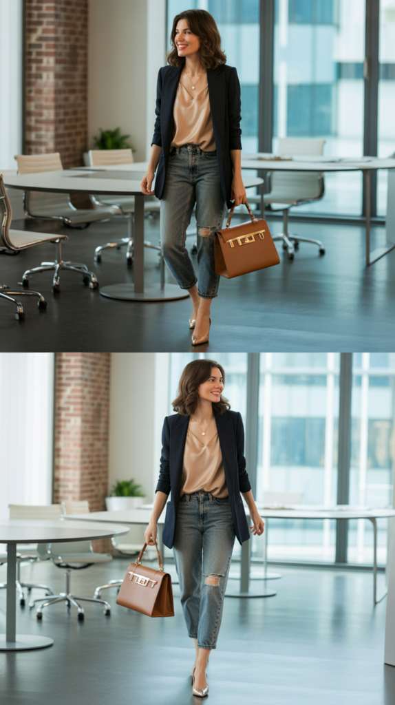 Distressed Jeans with Polished Accessories