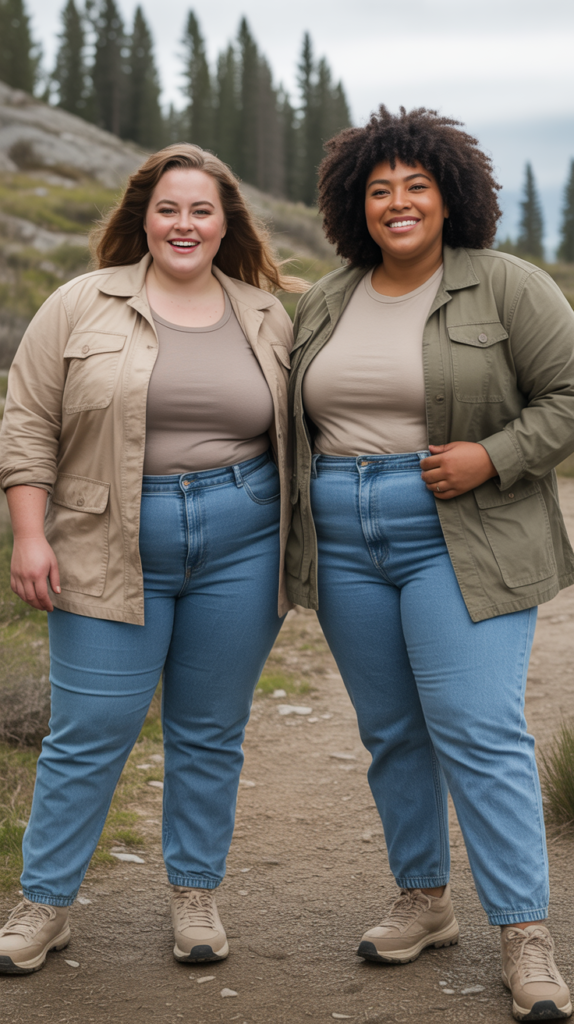 Utility Jacket and Basic Tee with Mom Jeans