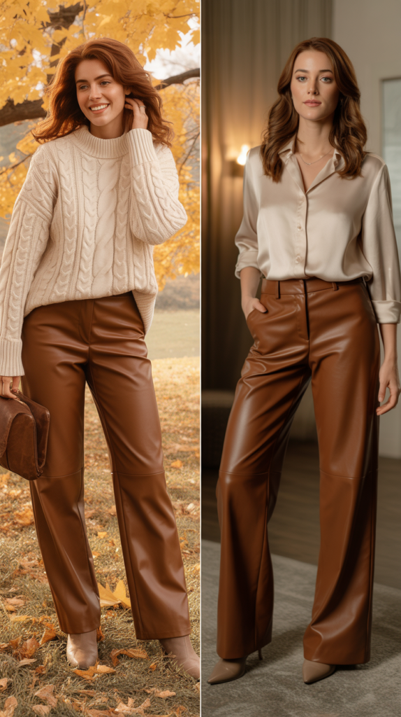  Chocolate Brown Leather Trousers