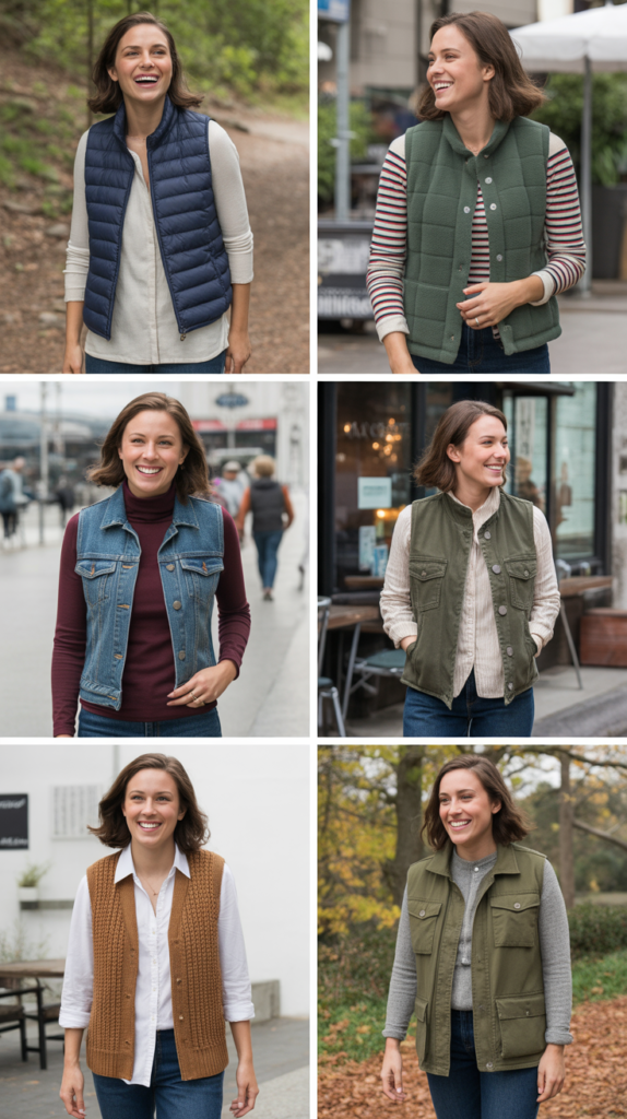 Vest Over Long-Sleeve Top