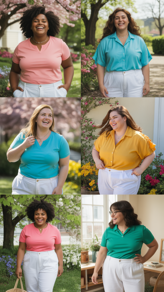 White Pants with Bright Top