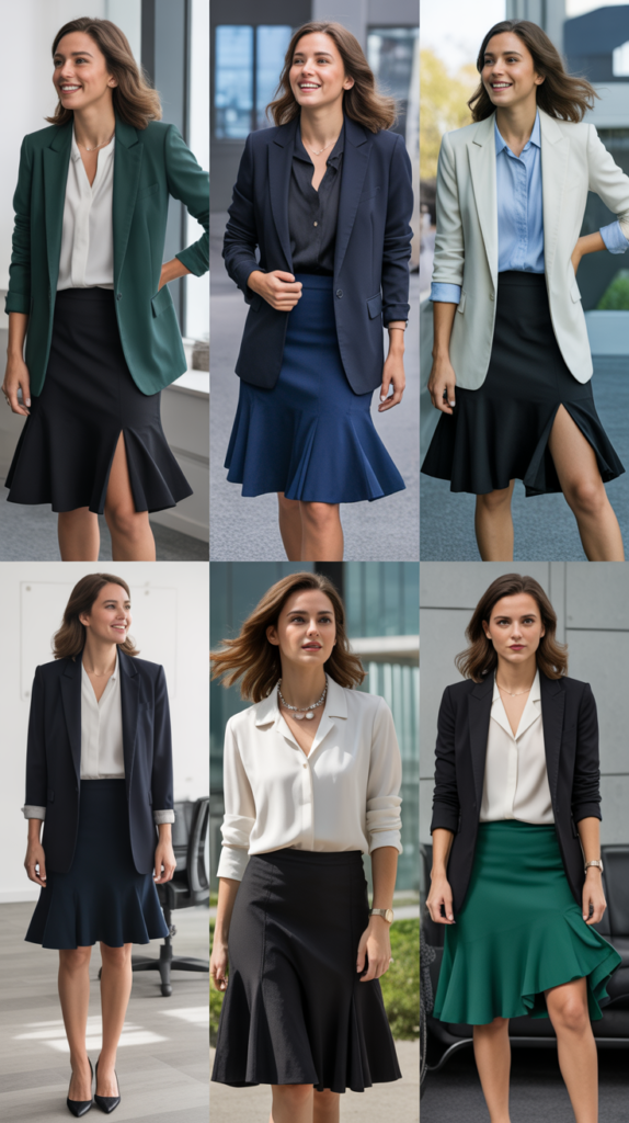  Flared Skirt with Structured Blazer