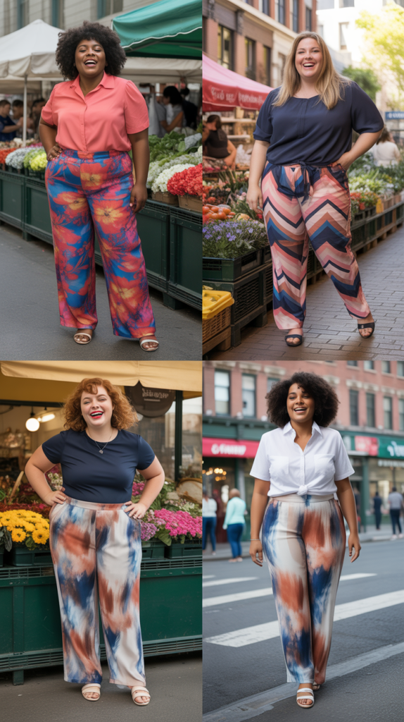  Printed Pants with Solid Top