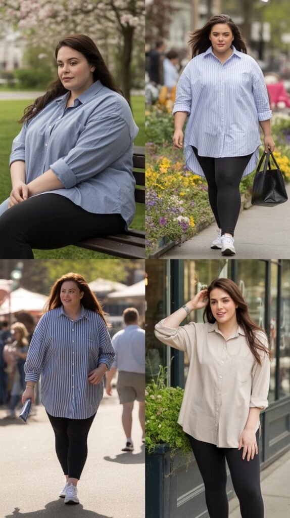 Oversized Button-Down with Leggings