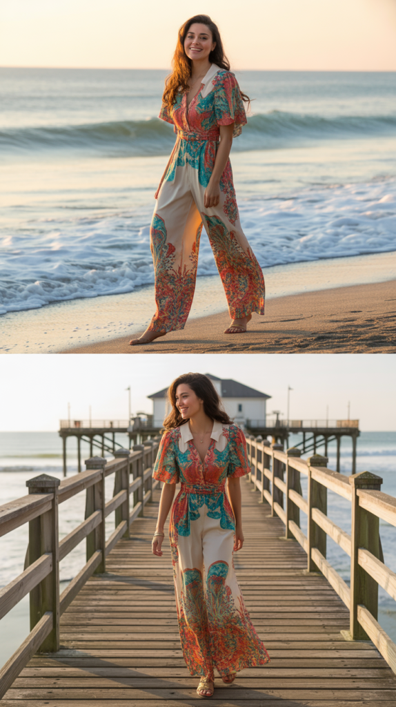 Printed Jumpsuit as Cover-Up