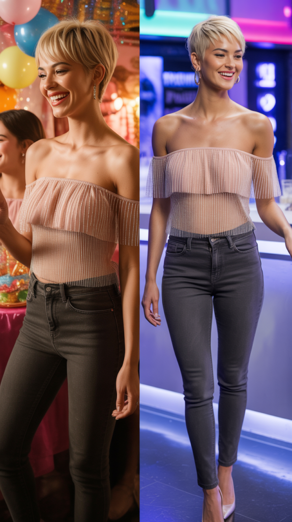  Off-Shoulder Top with Skinny Jeans