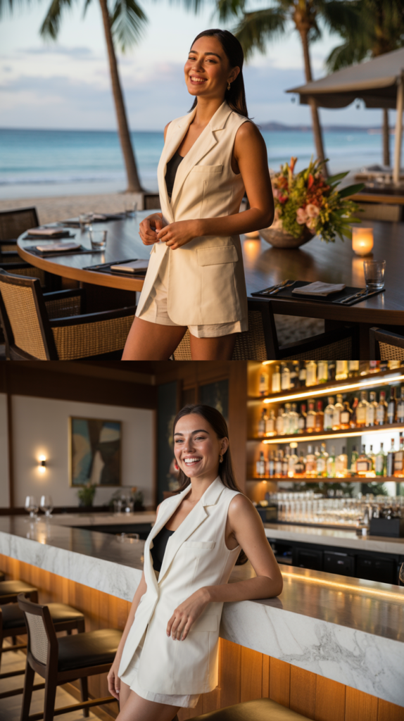 Sleeveless Blazer with Shorts