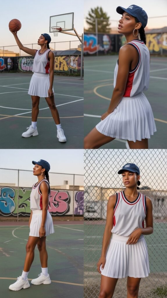 Pleated Tennis Skirt with Oversized Jersey