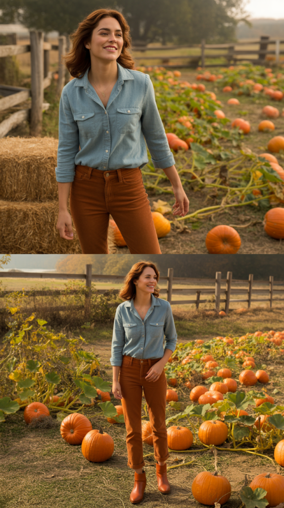 Chambray Shirt with Corduroy Pants