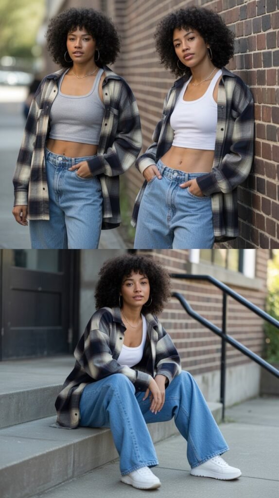 Oversized Flannel with Baggy Jeans