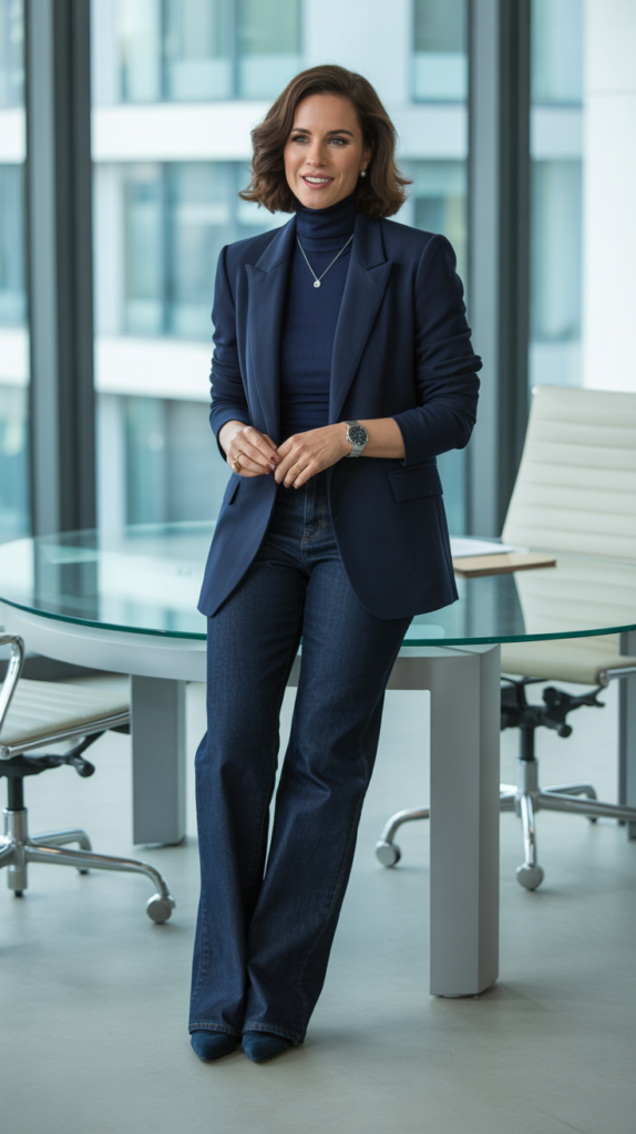 Dark Jeans with Monochromatic Layers