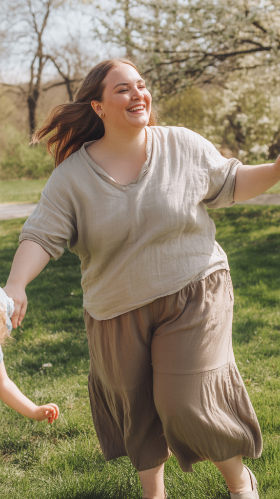  Linen Blend Shirt with Culottes