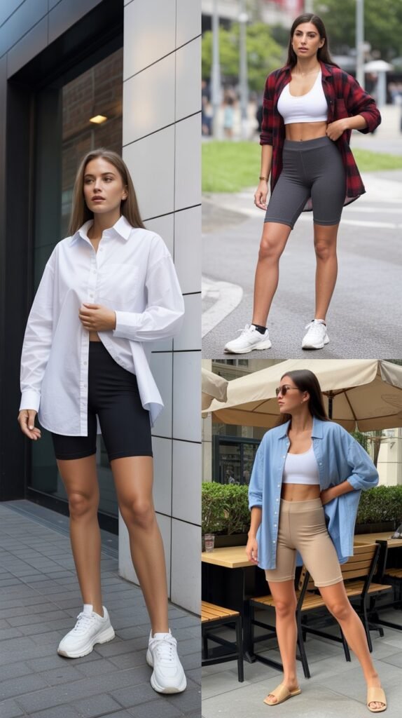 Oversized Shirt with Biker Shorts