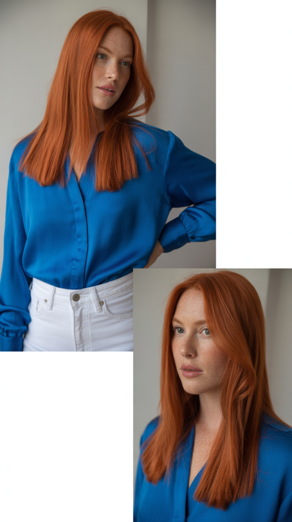Cobalt Blue Blouse with White Jeans