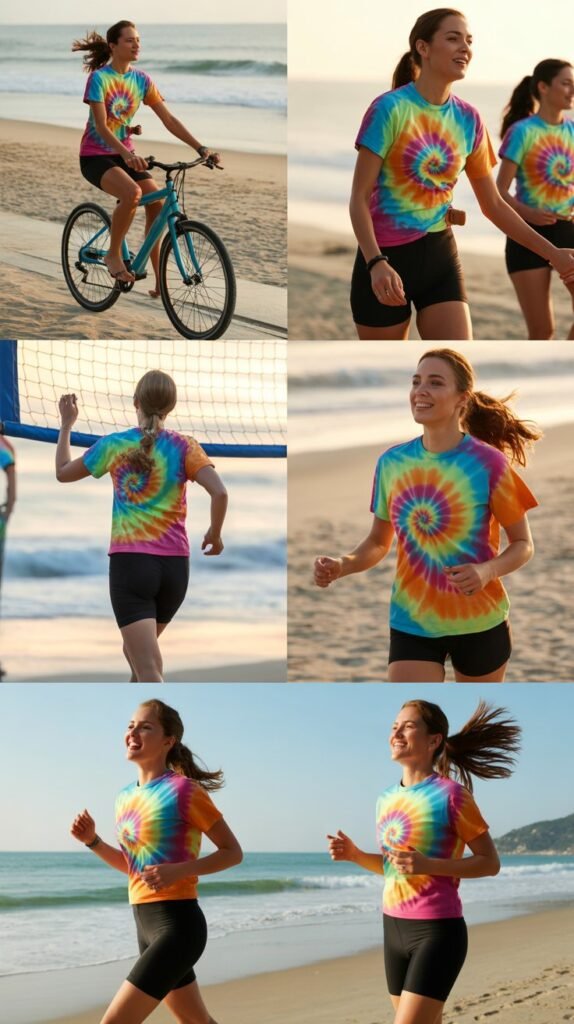 Tie-Dye T-Shirt with Bike Shorts