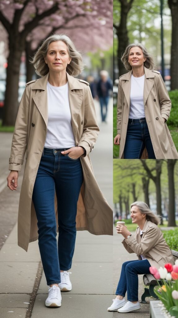 Lightweight Trench Coat Over Simple Separates