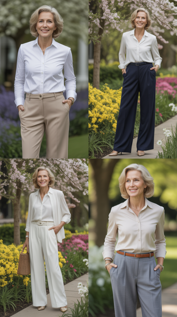 The Classic White Shirt and Tailored Trousers