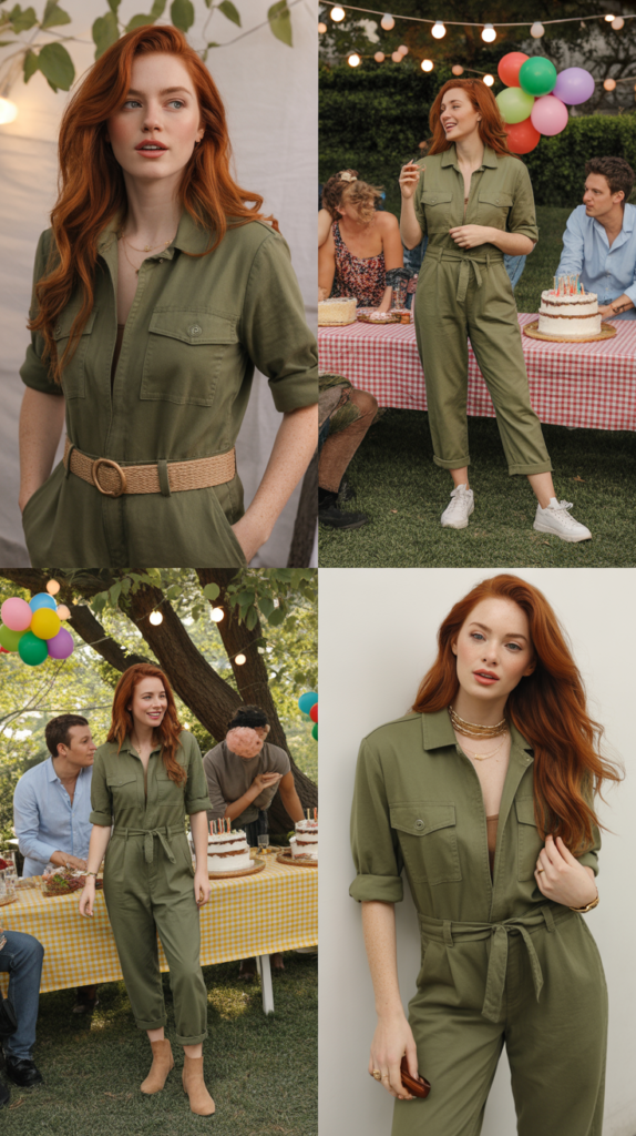 Olive Green Utility Jumpsuit