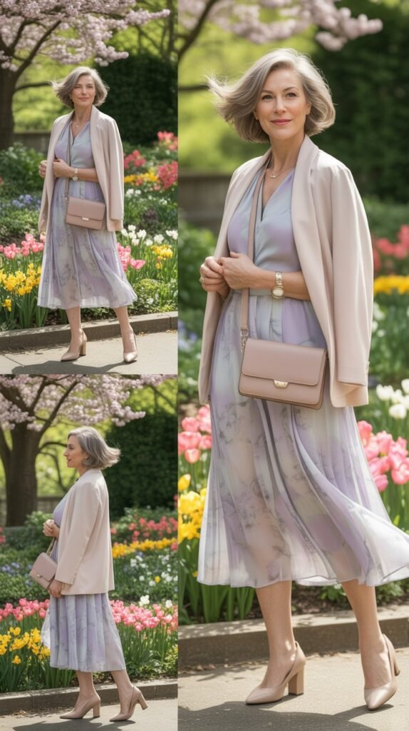 Floral Midi Dress with Cardigan