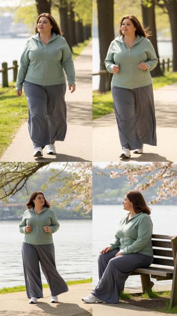 Zip-Up Hoodie with Palazzo Athletic Pants