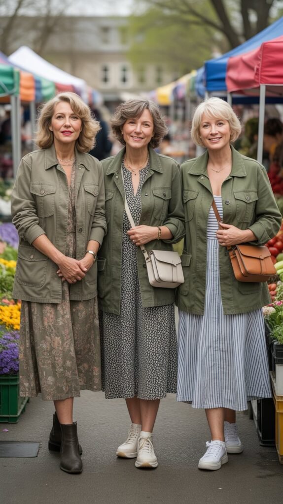 Utility Jacket with Printed Dress