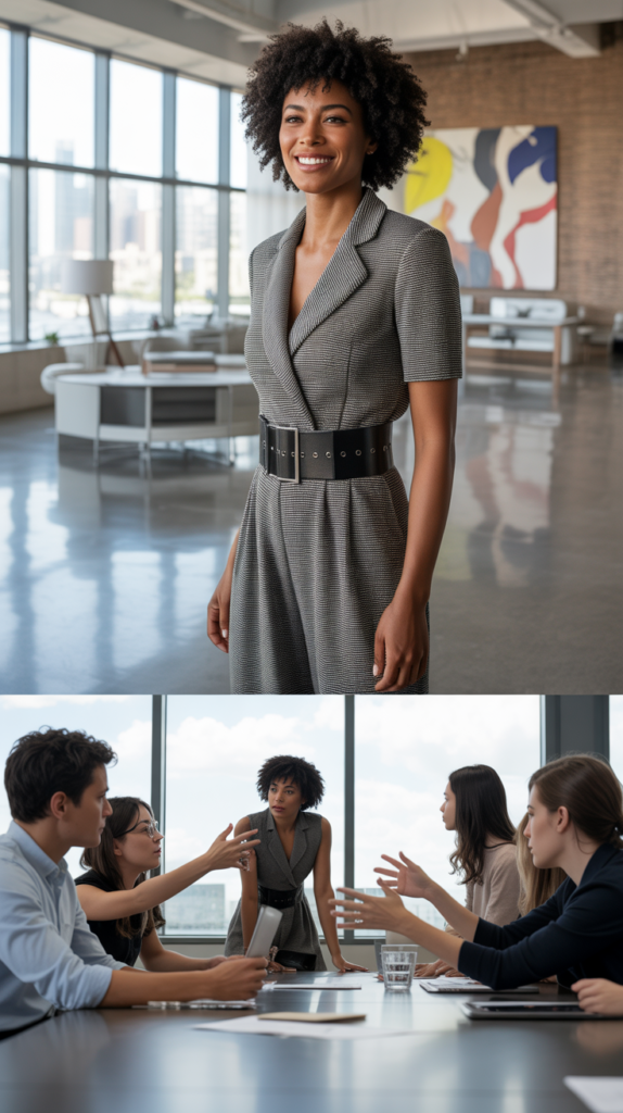 Knit Jumpsuit with Structured Belt