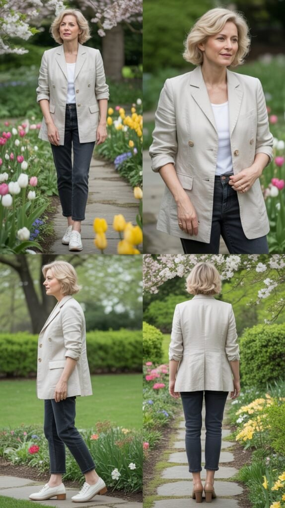 Lightweight Blazer with Ankle-Length Jeans