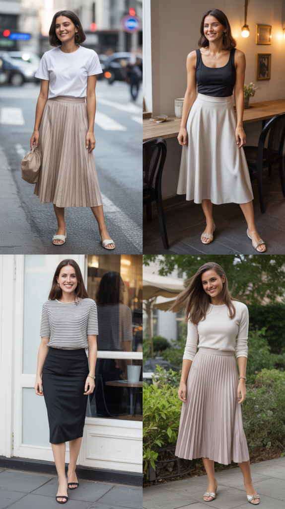 Midi Skirt with Simple Top