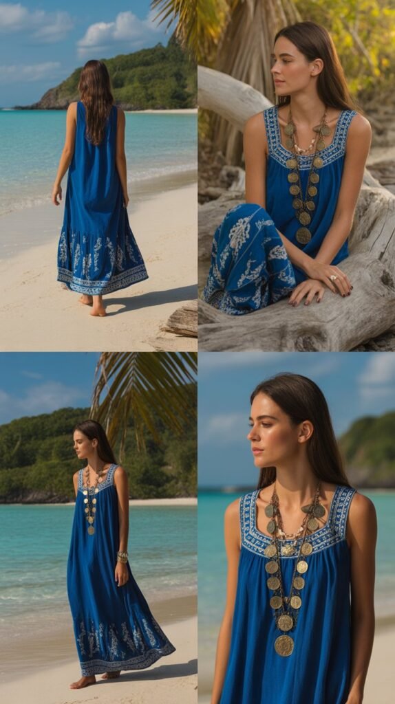 Tangerine Orange Tiered Sundress with Denim Jacket