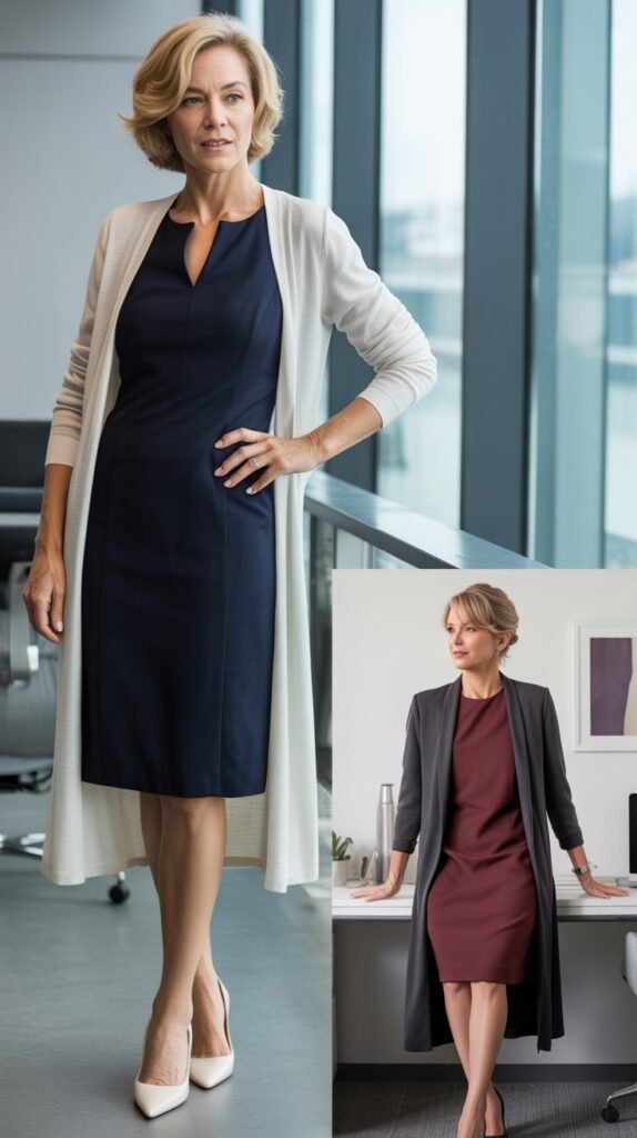 Sleeveless Dress with Long Cardigan