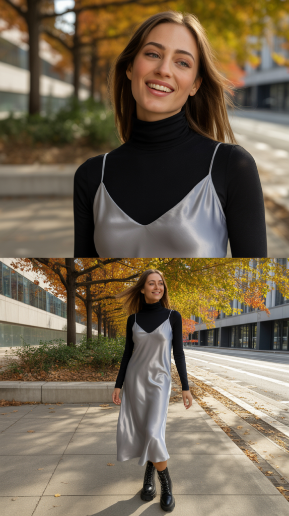 Turtleneck Under Slip Dress (90s Revival)