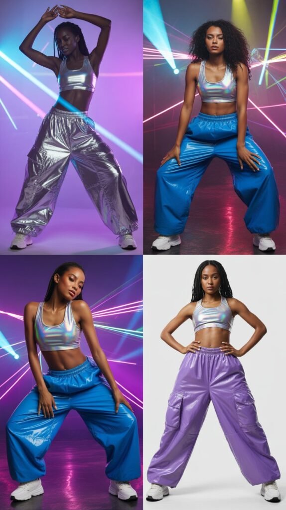 Baggy Parachute Pants with Sports Bra Top