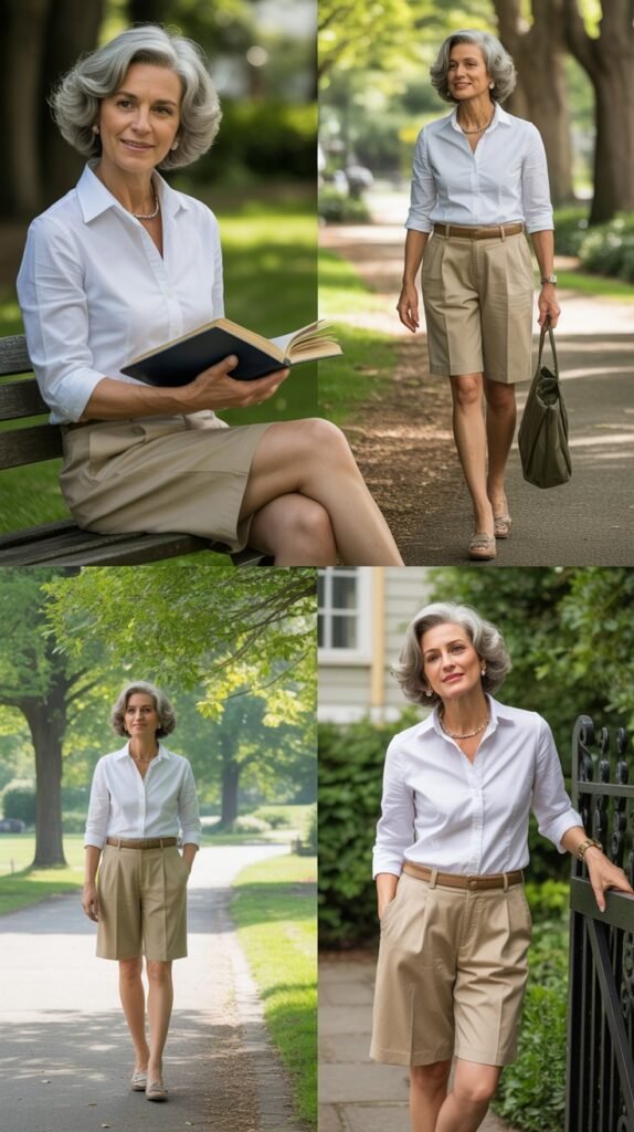 Tailored Bermuda Shorts with Button-Down Shirt