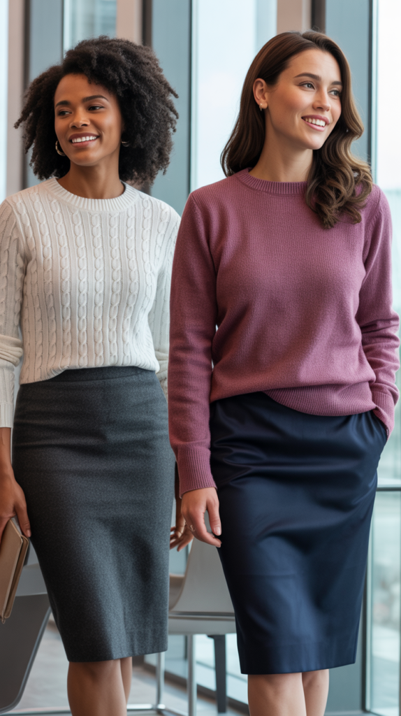 Pencil Skirt with Knit Sweater