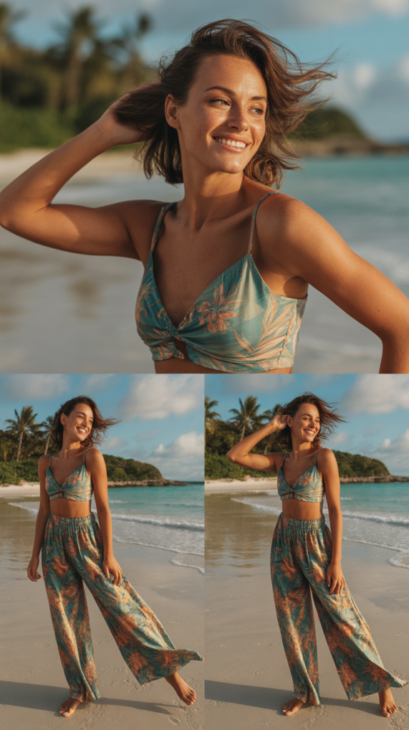  Palazzo Pants with Bralette Top