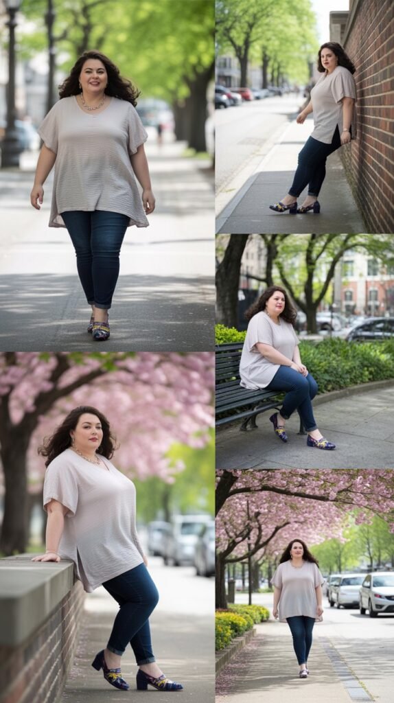 Tunic Tops with Dark Skinny Jeans and Statement Shoes