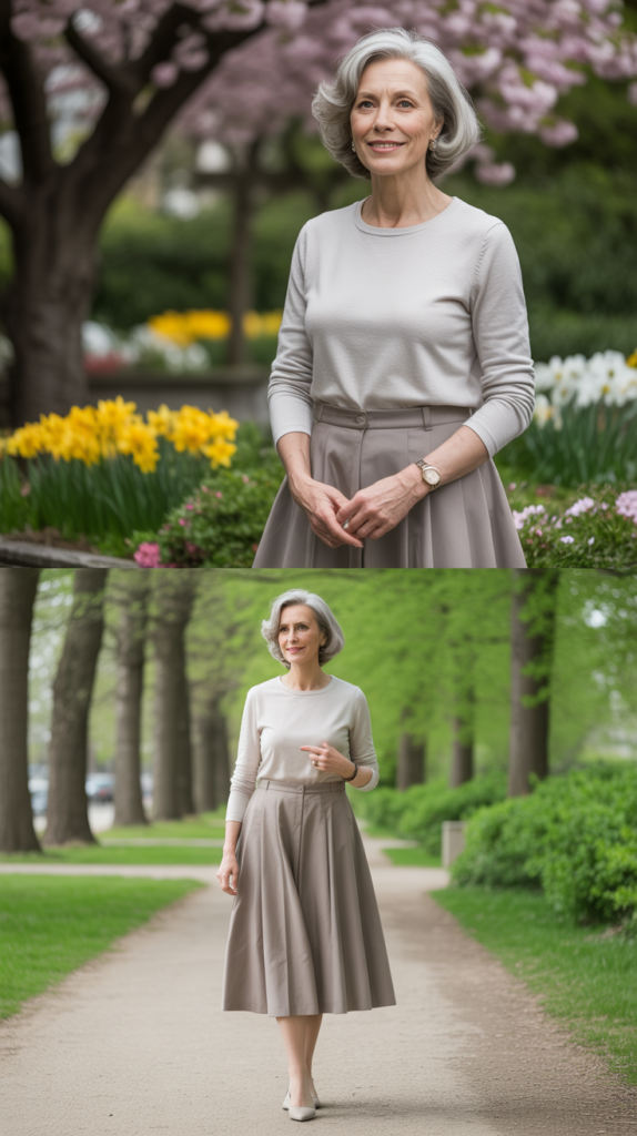 Midi Skirt with Tucked-In Sweater