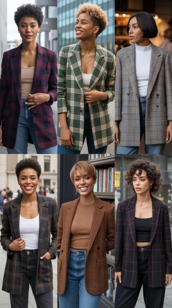 The Plaid Blazer and Dark Denim Style