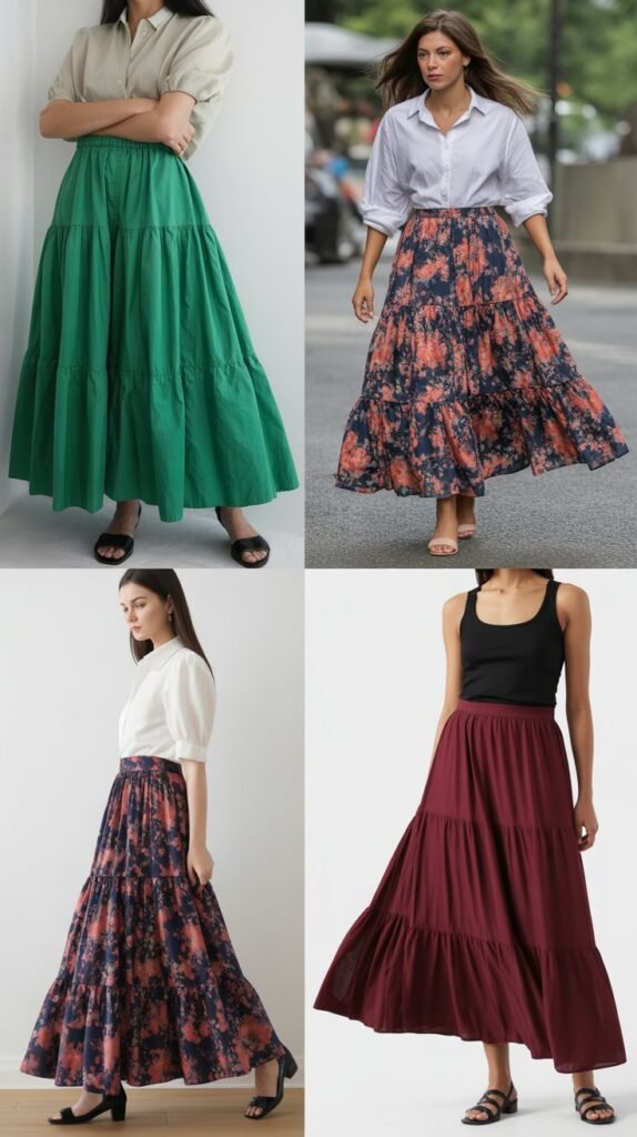 Tiered Maxi Skirts