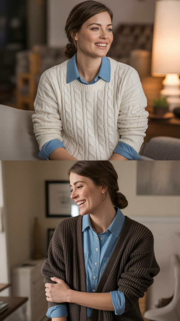 Chambray Shirt Under Sweater