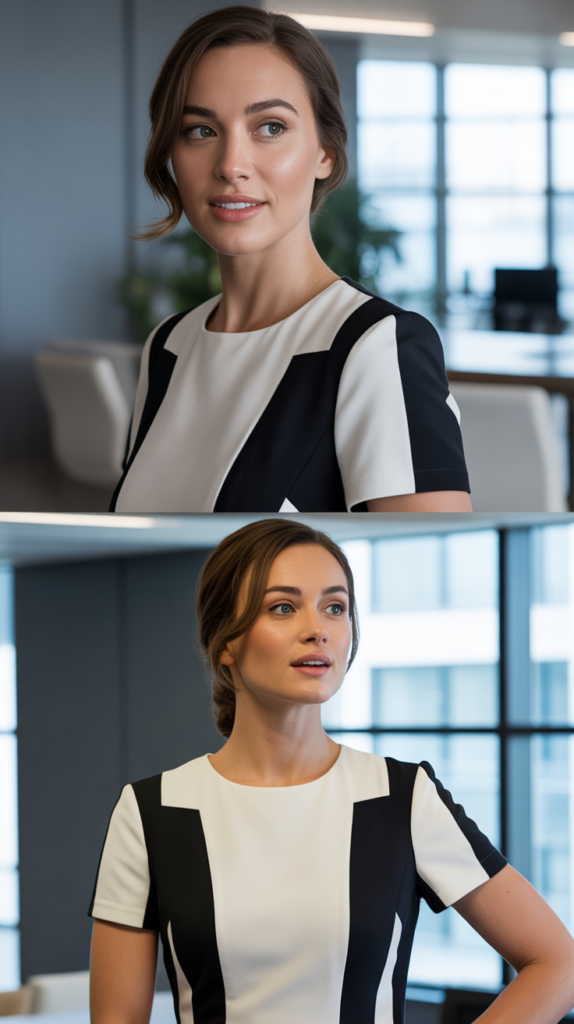 Black and White Color-Block Dress