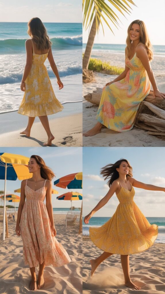 Yellow Floral Midi Sundress