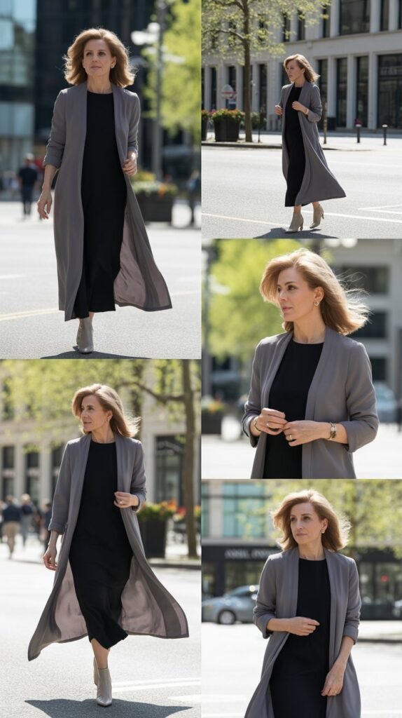 Duster Cardigan with Simple Dress