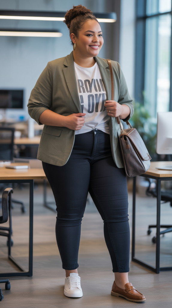Graphic Tee with Blazer and Jeans