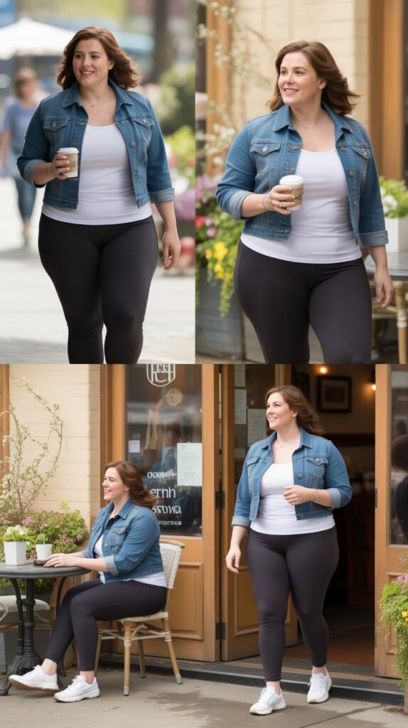  Denim Jacket with Yoga Pants and Tank