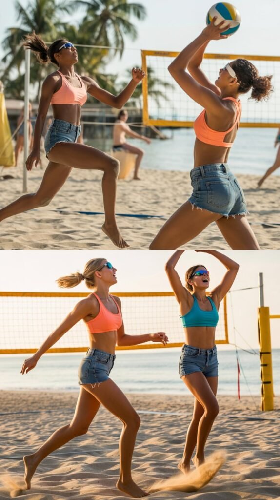 High-Waisted Bikini with Denim Shorts