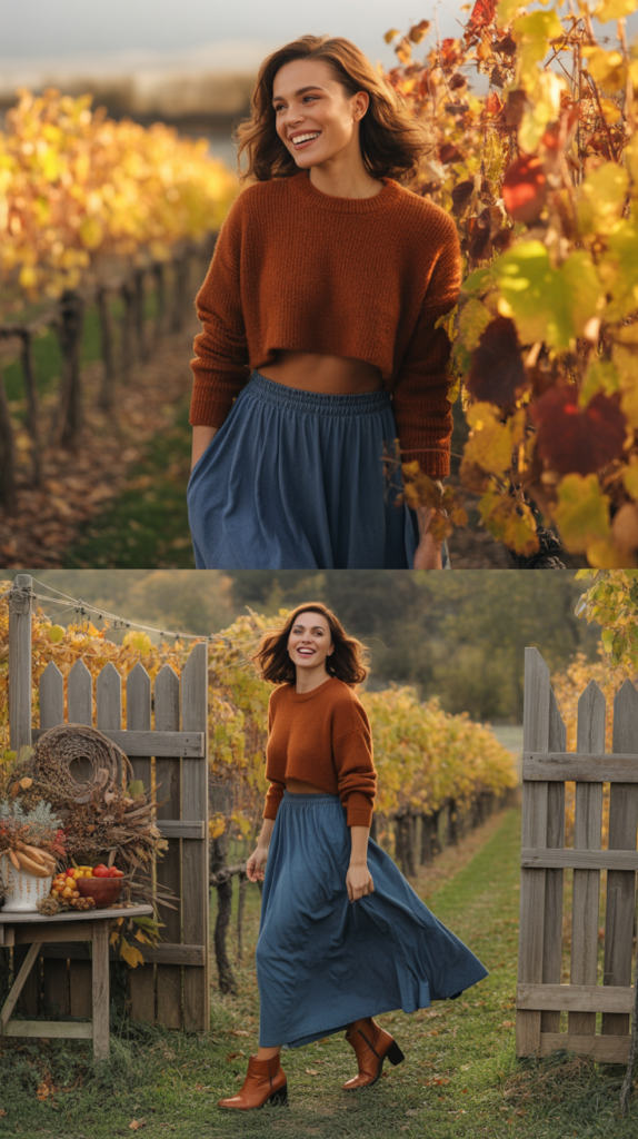 Cropped Sweater With High-Waisted Maxi Skirt