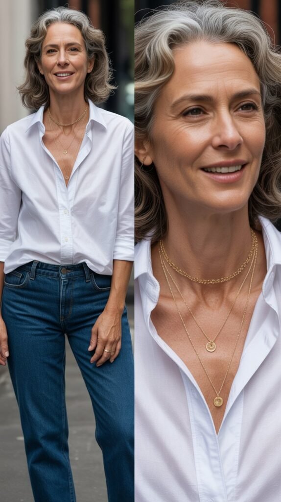 Layered Necklaces with Simple Outfit
