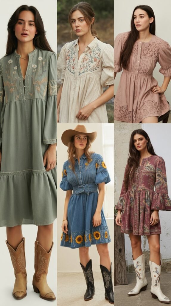 Flowy Western Dress With Boots