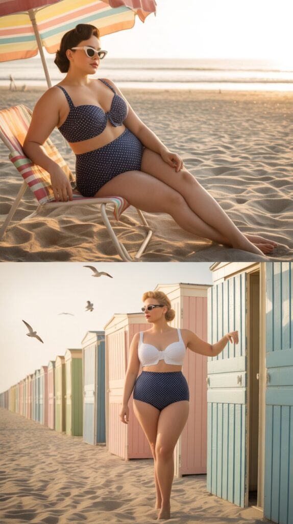 Vintage-Inspired High-Waisted Two-Piece